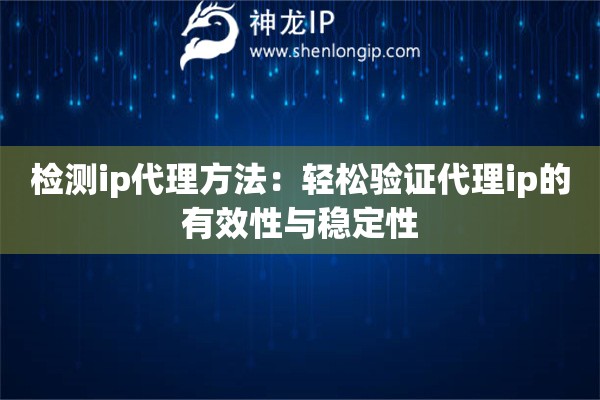 檢測(cè)ip代理方法：輕松驗(yàn)證代理ip的有效性與穩(wěn)定性