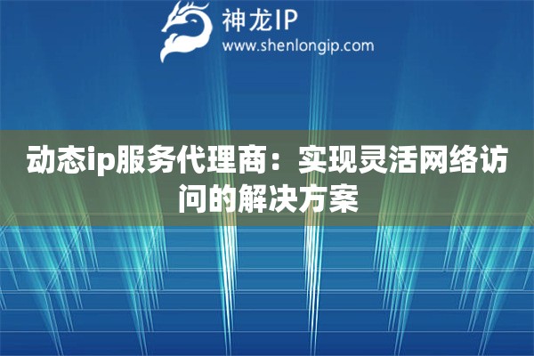 動態ip服務代理商：實現靈活網絡訪問的解決方案