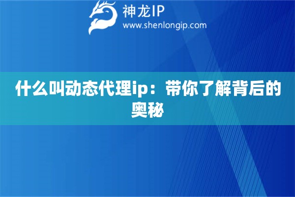 什么叫動態(tài)代理ip：帶你了解背后的奧秘