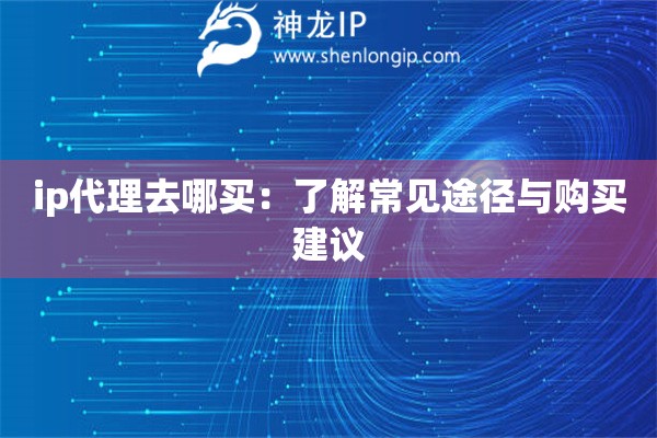 ip代理去哪買：了解常見途徑與購買建議