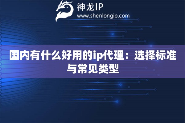 國內有什么好用的ip代理：選擇標準與常見類型
