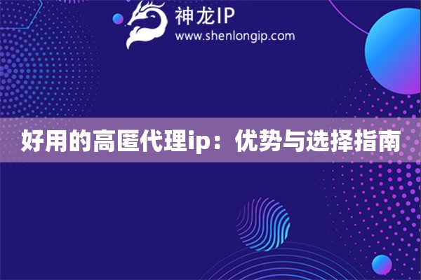 好用的高匿代理ip：優勢與選擇指南