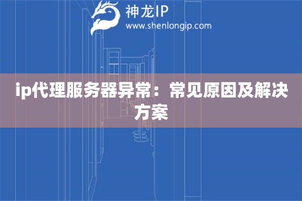 ip代理服務器異常：常見原因及解決方案