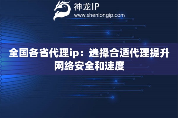 全國(guó)各省代理ip：選擇合適代理提升網(wǎng)絡(luò)安全和速度