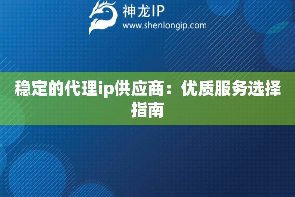 穩(wěn)定的代理ip供應(yīng)商：優(yōu)質(zhì)服務(wù)選擇指南