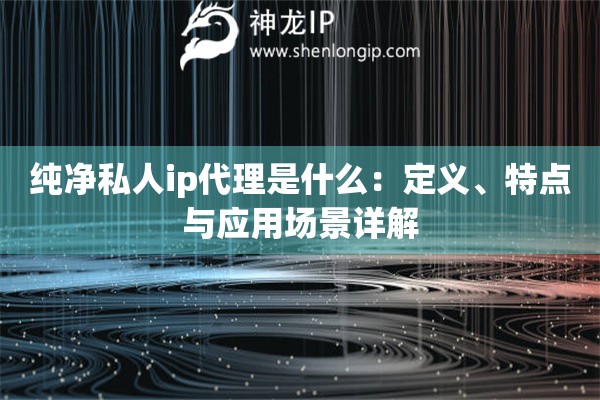 純凈私人ip代理是什么：定義、特點與應(yīng)用場景詳解