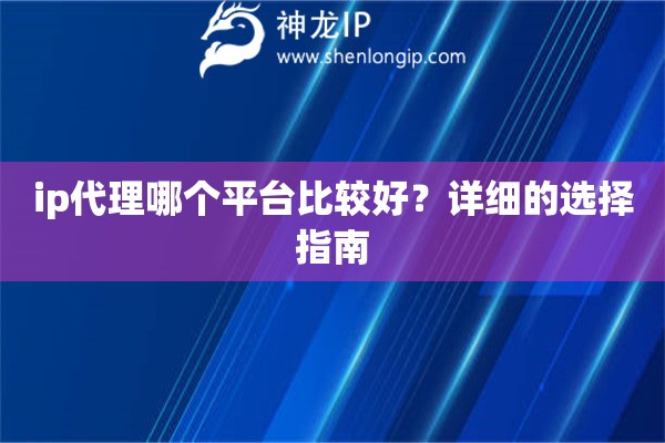 ip代理哪個平臺比較好？詳細的選擇指南