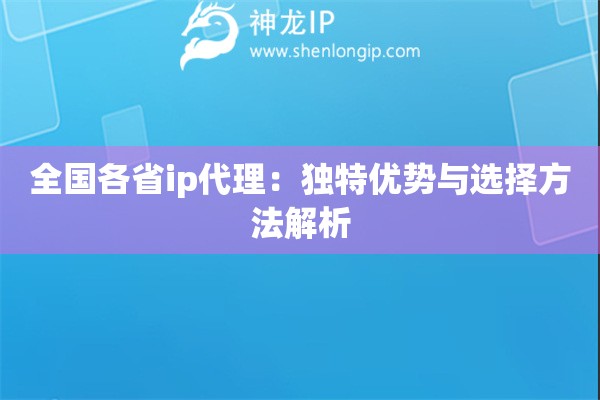 全國(guó)各省ip代理：獨(dú)特優(yōu)勢(shì)與選擇方法解析