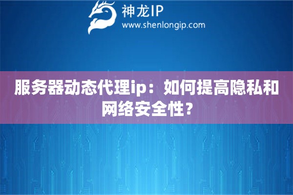 服務(wù)器動(dòng)態(tài)代理ip：如何提高隱私和網(wǎng)絡(luò)安全性？