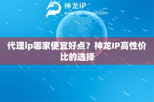 代理ip哪家便宜好點？神龍IP高性價比的選擇
