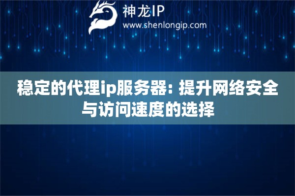 穩(wěn)定的代理ip服務(wù)器: 提升網(wǎng)絡(luò)安全與訪問速度的選擇