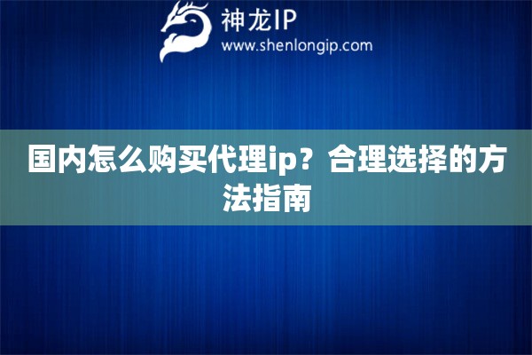 國內(nèi)怎么購買代理ip？合理選擇的方法指南