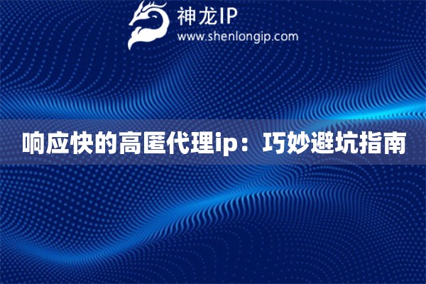 響應快的高匿代理ip：巧妙避坑指南