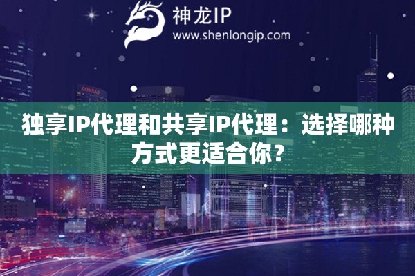 獨(dú)享IP代理和共享IP代理：選擇哪種方式更適合你？