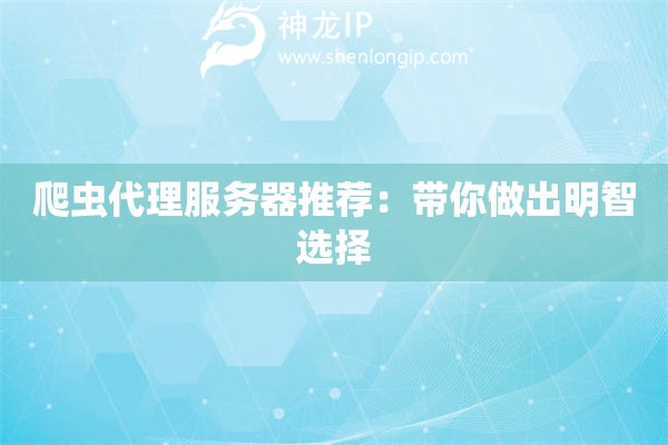 爬蟲代理服務器推薦：帶你做出明智選擇