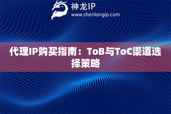 代理IP購買指南：ToB與ToC渠道選擇策略
