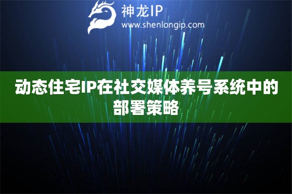 動(dòng)態(tài)住宅IP在社交媒體養(yǎng)號(hào)系統(tǒng)中的部署策略