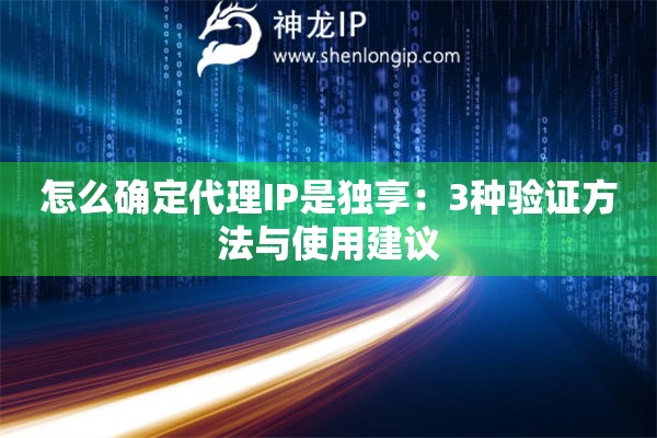 怎么確定代理IP是獨享：3種驗證方法與使用建議