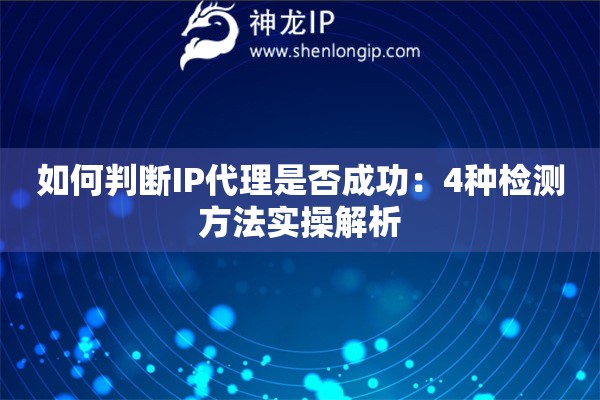 如何判斷IP代理是否成功：4種檢測方法實操解析