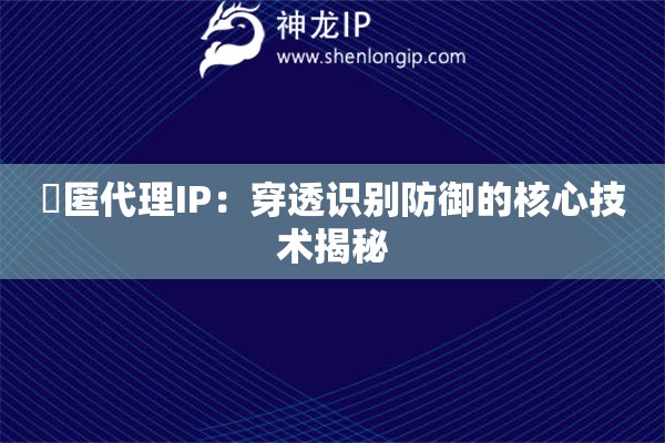 髙匿代理IP：穿透識別防御的核心技術揭秘