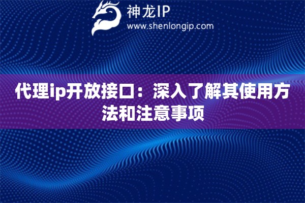 代理ip開放接口：深入了解其使用方法和注意事項