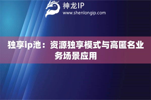 獨(dú)享ip池：資源獨(dú)享模式與高匿名業(yè)務(wù)場(chǎng)景應(yīng)用