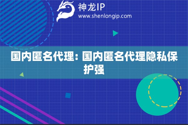 國內(nèi)匿名代理: 國內(nèi)匿名代理隱私保護(hù)強(qiáng)
