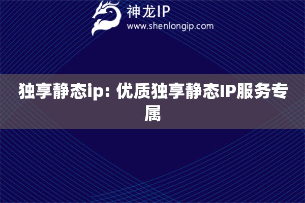 獨(dú)享靜態(tài)ip: 優(yōu)質(zhì)獨(dú)享靜態(tài)IP服務(wù)專屬