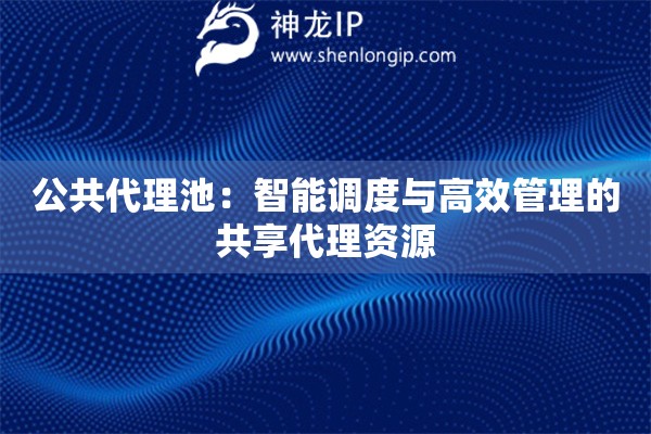 公共代理池：智能調度與高效管理的共享代理資源