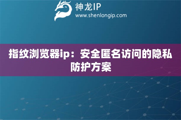 指紋瀏覽器ip：安全匿名訪問的隱私防護方案