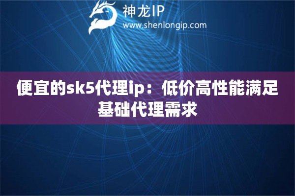 便宜的sk5代理ip：低價(jià)高性能滿足基礎(chǔ)代理需求