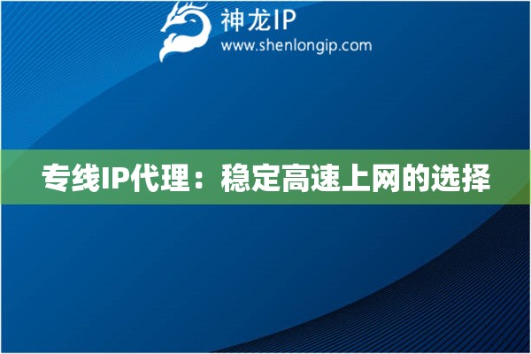 專線IP代理：穩定高速上網的選擇