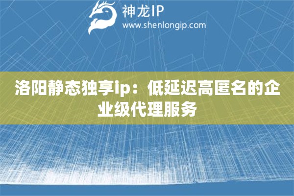 洛陽靜態獨享ip：低延遲高匿名的企業級代理服務