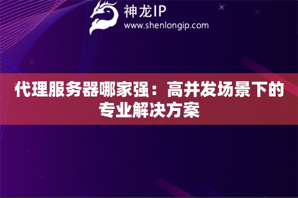 代理服務器哪家強：高并發場景下的專業解決方案