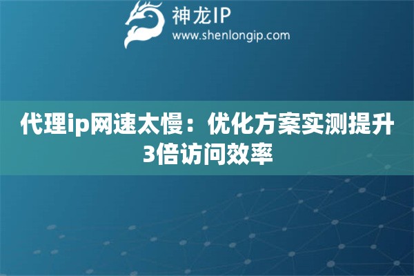 代理ip網速太慢：優化方案實測提升3倍訪問效率