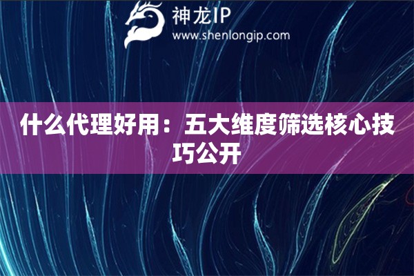 什么代理好用：五大維度篩選核心技巧公開