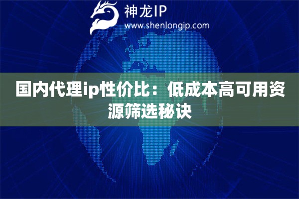 國內(nèi)代理ip性價比：低成本高可用資源篩選秘訣