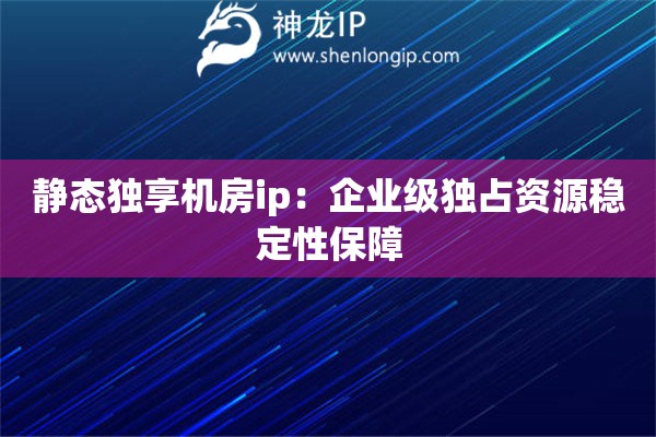 靜態獨享機房ip：企業級獨占資源穩定性保障