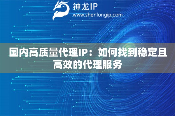 國內(nèi)高質(zhì)量代理IP：如何找到穩(wěn)定且高效的代理服務(wù)