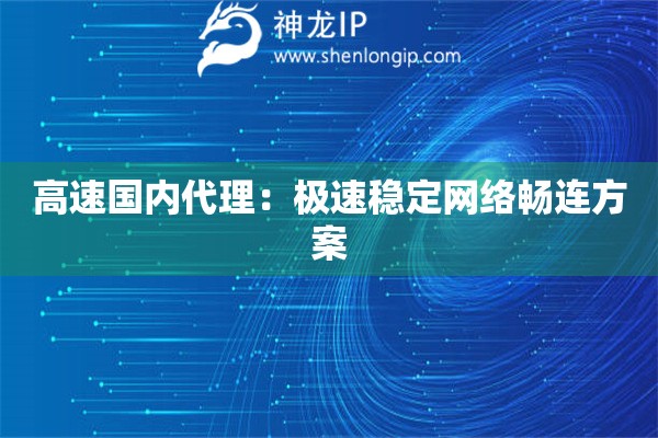 高速國內代理：極速穩定網絡暢連方案