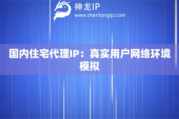 國內住宅代理IP：真實用戶網絡環境模擬