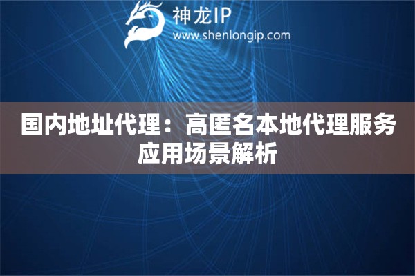 國內(nèi)地址代理：高匿名本地代理服務(wù)應(yīng)用場景解析