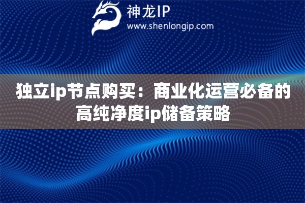 獨立ip節點購買：商業化運營必備的高純凈度ip儲備策略
