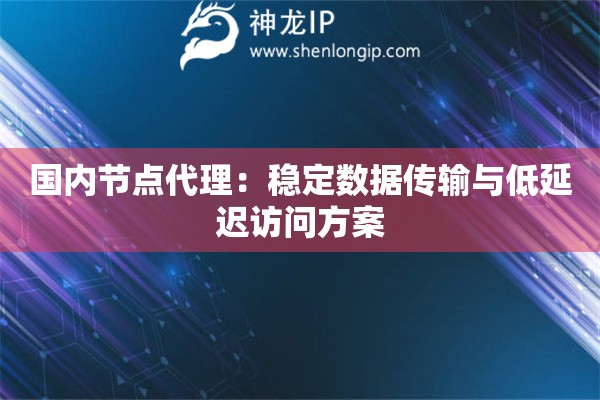 國內節點代理：穩定數據傳輸與低延遲訪問方案