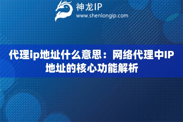 代理ip地址什么意思：網(wǎng)絡(luò)代理中IP地址的核心功能解析