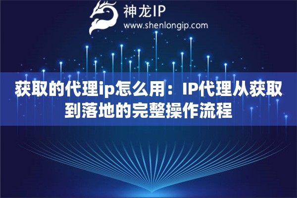 獲取的代理ip怎么用：IP代理從獲取到落地的完整操作流程