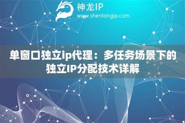 單窗口獨(dú)立ip代理：多任務(wù)場(chǎng)景下的獨(dú)立IP分配技術(shù)詳解