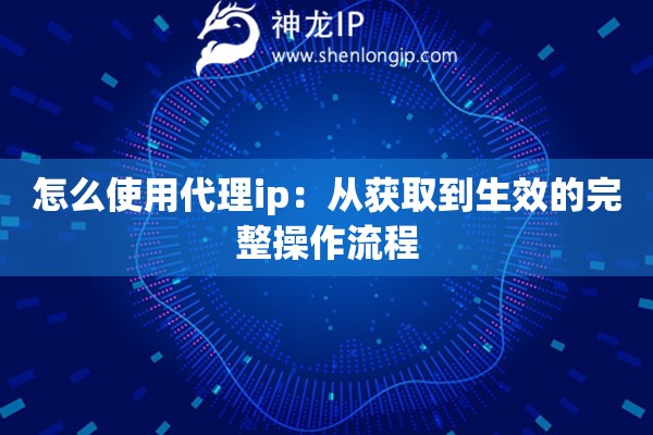 怎么使用代理ip：從獲取到生效的完整操作流程