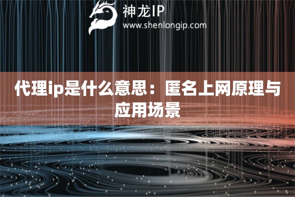 代理ip是什么意思：匿名上網(wǎng)原理與應(yīng)用場(chǎng)景