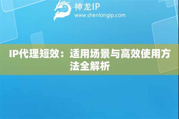 IP代理短效：適用場景與高效使用方法全解析